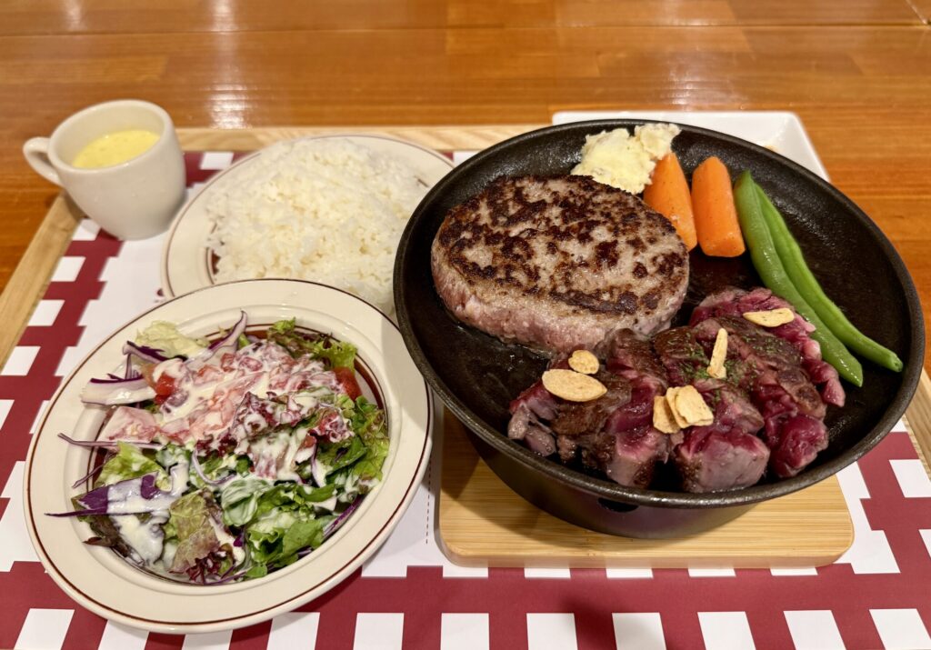 とろけるハンバーグ福よし吉祥寺店　とろけるハンバーグと熟成ハラミステーキのコンボセット